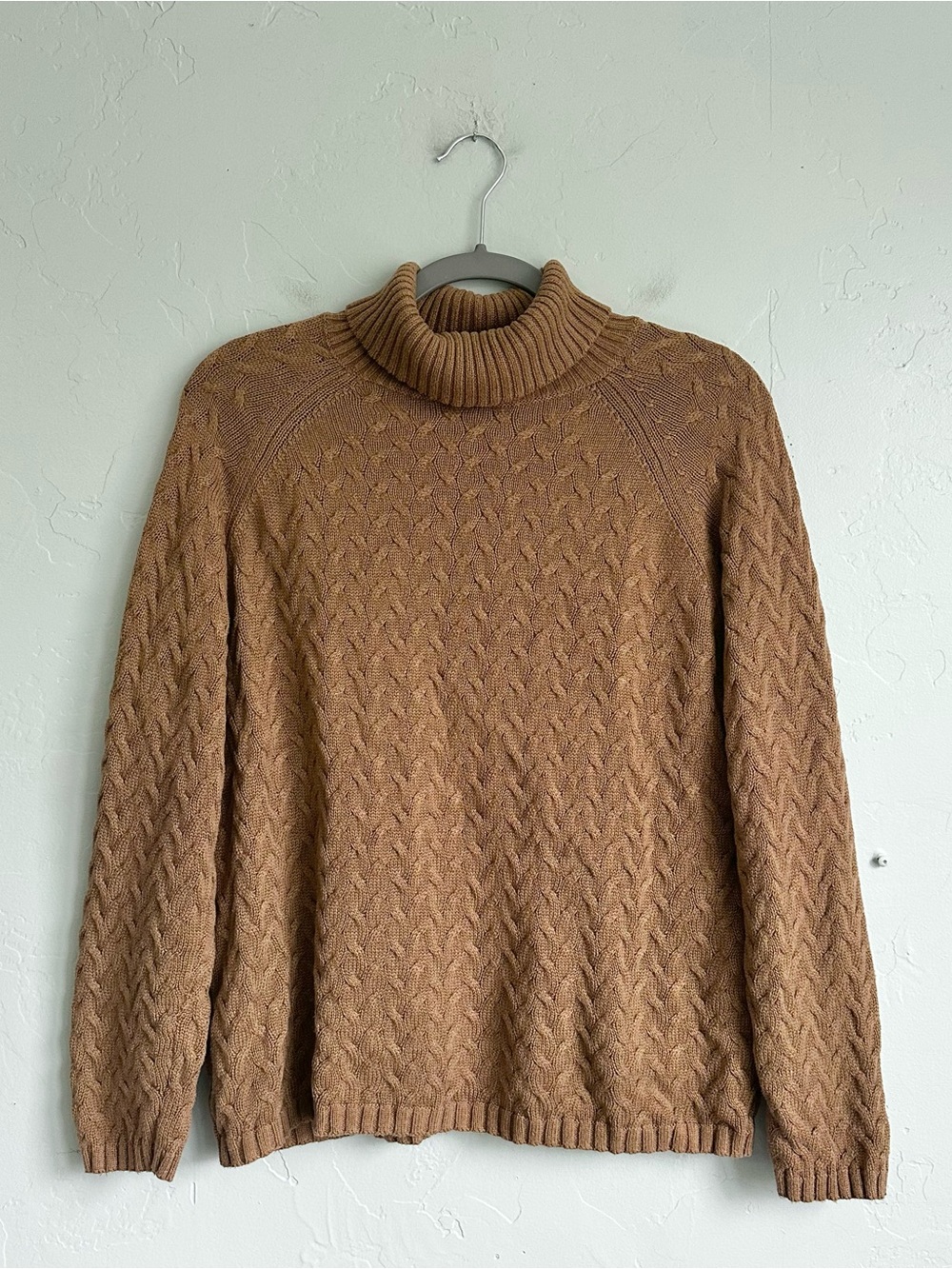 Coldwater Creek Cable Knit Turtleneck Sweater Women's Large Coastal Preppy Fall